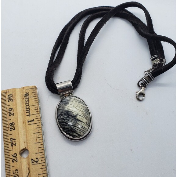 EXEX Claudia Agudelo Petrified Wood Pendant Necklace Sterling Silver - Picture 1 of 5